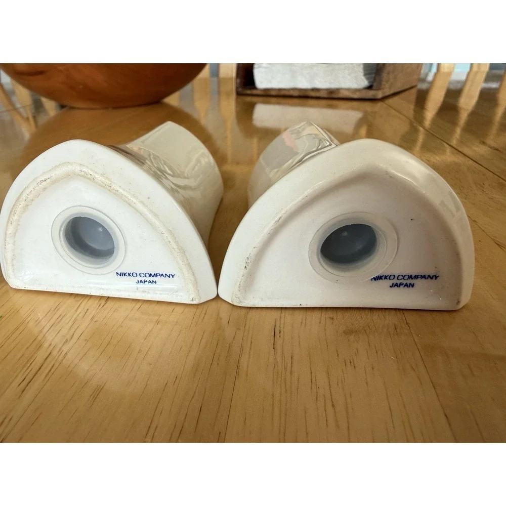 Nikko Company Japan Ceramic Salt and Pepper Shakers White Floral Pink Iris Set